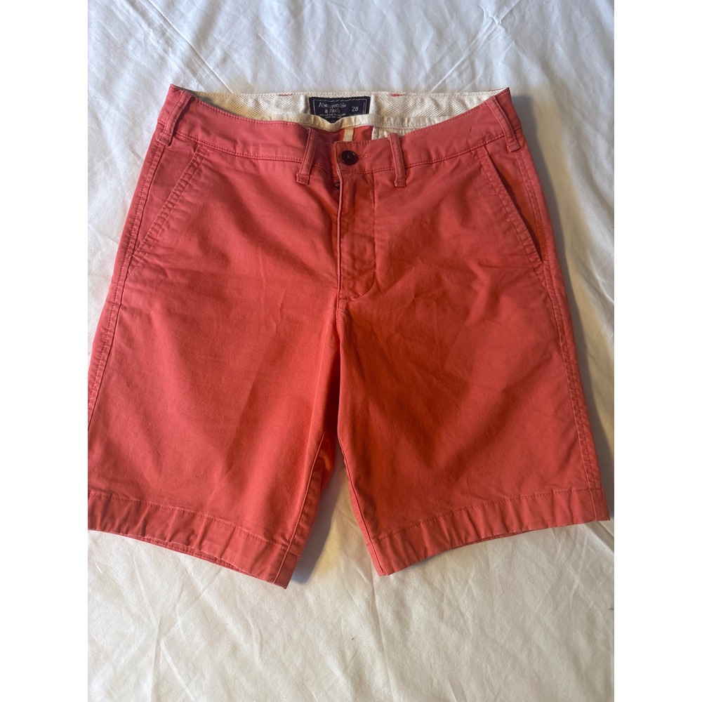 Abercrombie & Fitch Chino Shorts Mens 28 Coral Pink  Stretch Casual